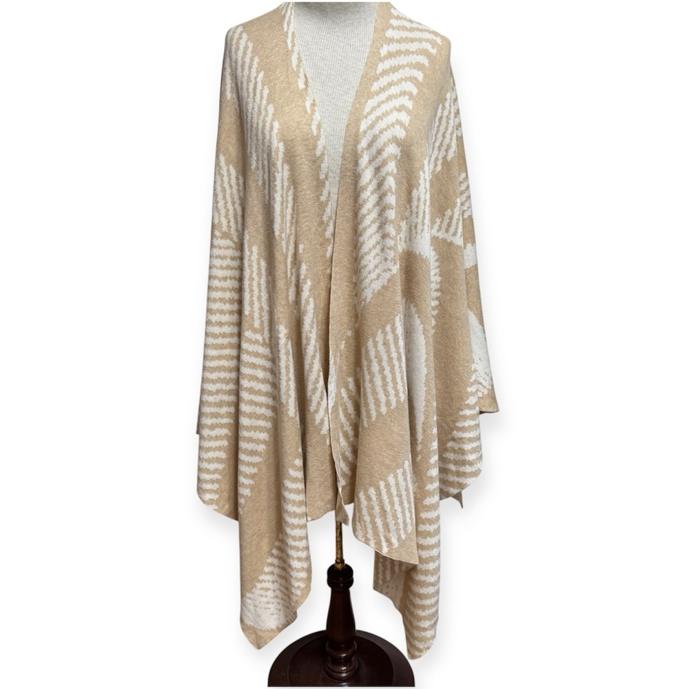 J. McLaughlin Abstract Stripes Cotton Modal Wrap Shawl Poncho